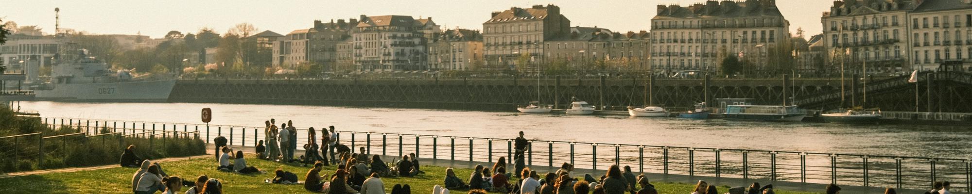 People by the Loire river in Nantes